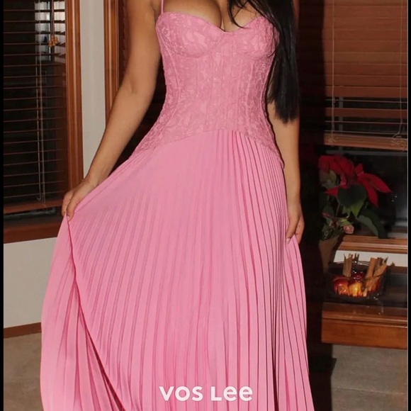 Fashion Nova Pink Maxi Lace Corset Gown - Picture 2 of 3